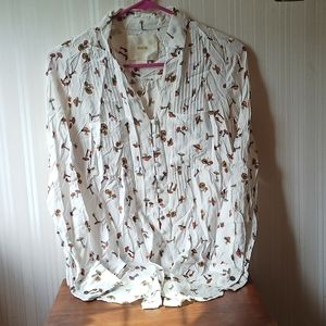 Anthropologie Maeve Mushroom Blouse - XS